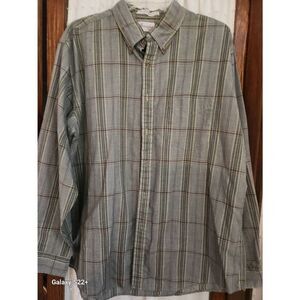 M39 Mercedes by Enro green and brown plaid men's casual button-up long-sleeved
